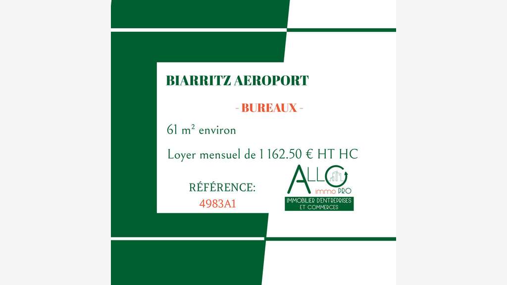 A louer bureaux neufs 61m² périphérie Biarritz