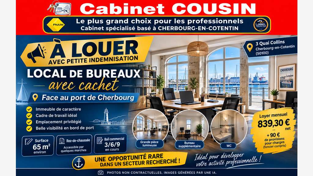 A louer bureaux face port de Cherbourg en Cotentin