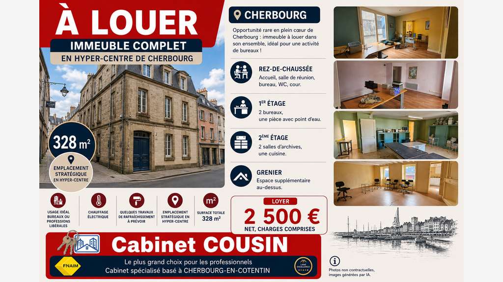 A louer bureaux en hyper-centre de Cherbourg