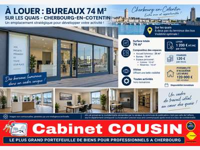 A louer bureaux 74m² sur les quais à Cherbourg
