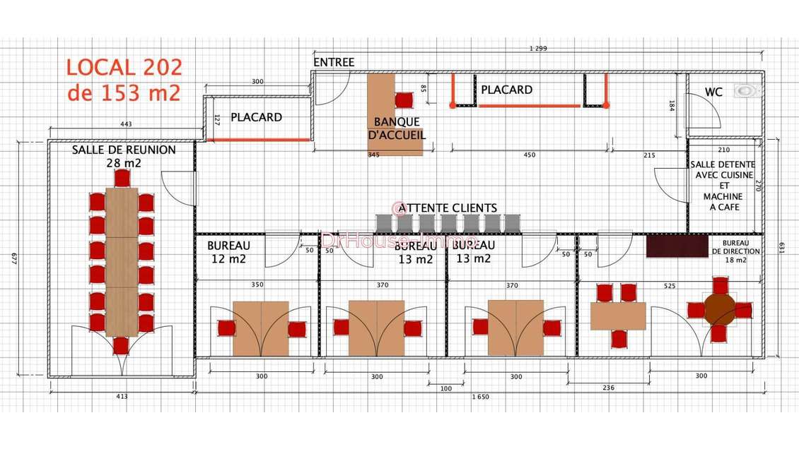 A louer bureau lumineux 153m² ZAC Claira
