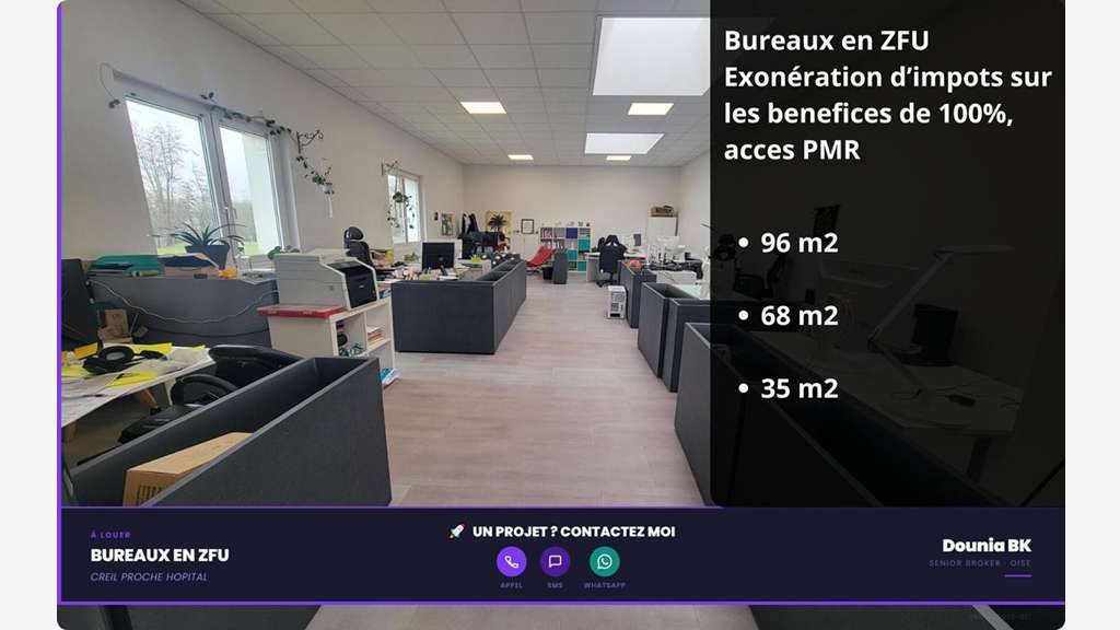 Bureaux à louer en QPV (ex-ZFU)  à Creil