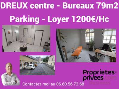 A louer locaux 79m² PMR 2 parking prives à Dreux