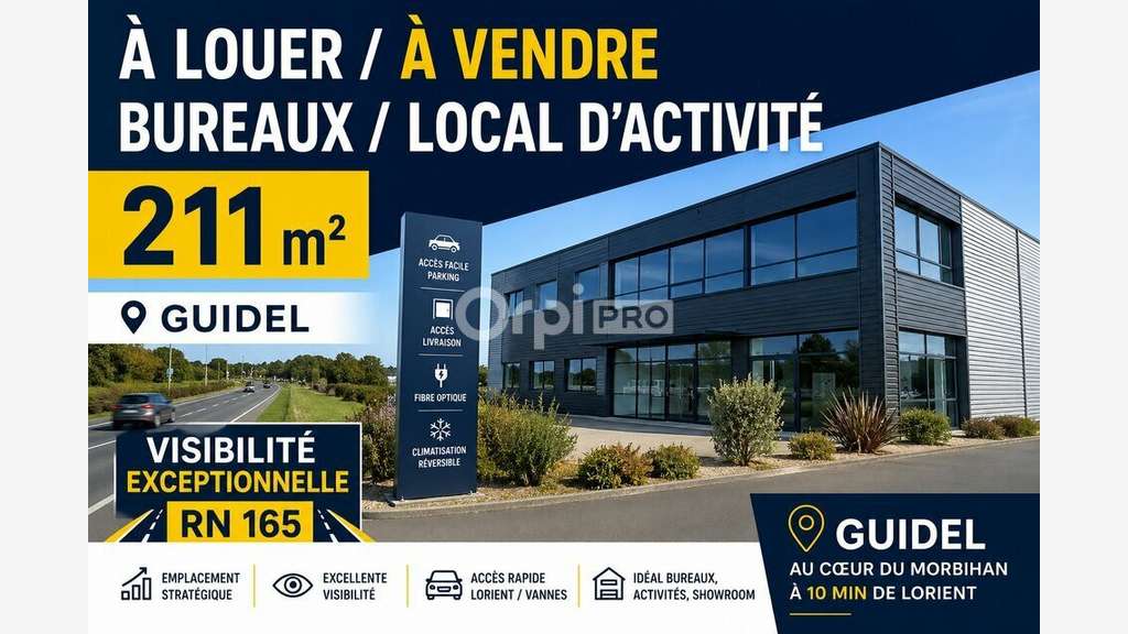 AV bureaux 211m² empl premium RN 165 à Guidel
