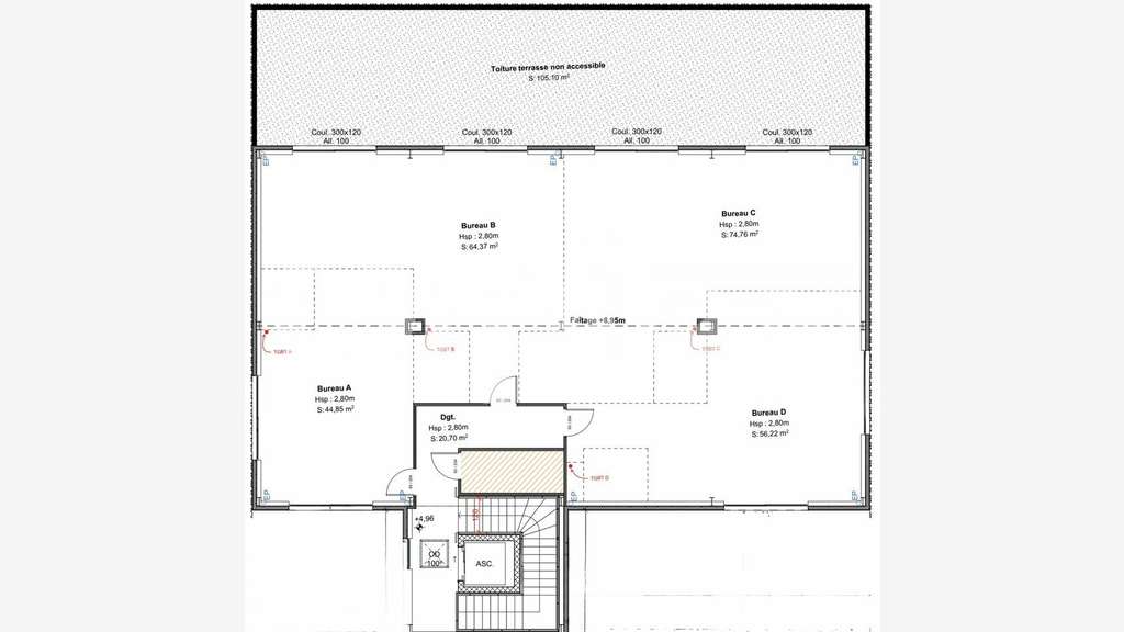 Loue plateau de 4 bureaux de 239m² à Labenne