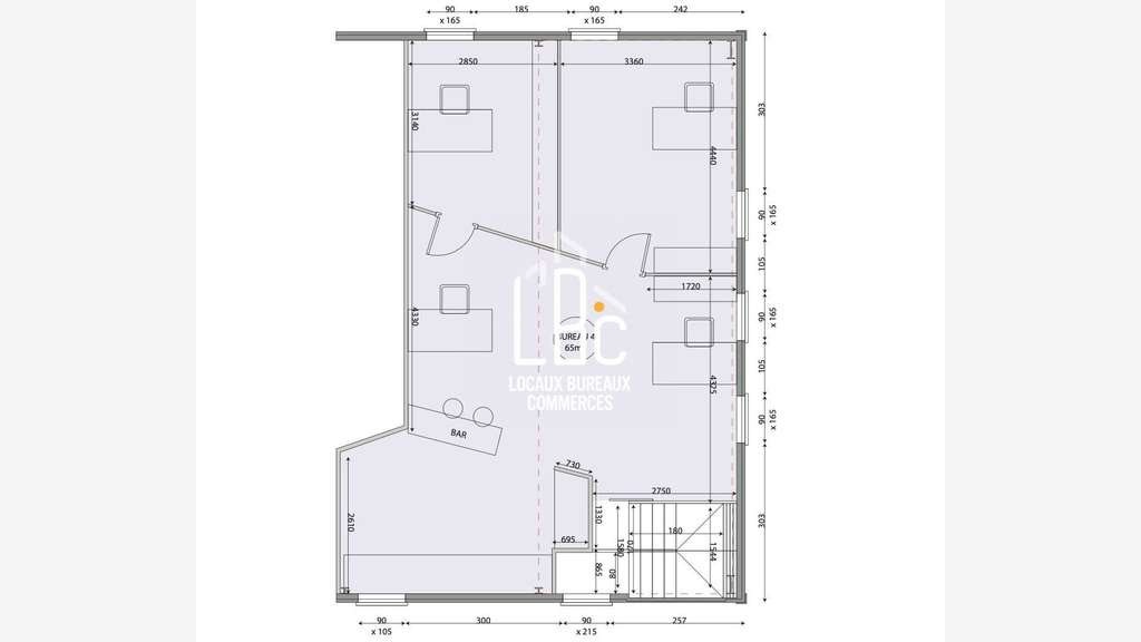 A louer bureau 65m² Les Sorinières 