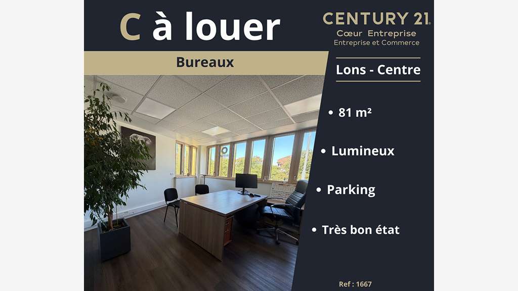 A louer bureaux de 82m² à Lons Le Saunier centre