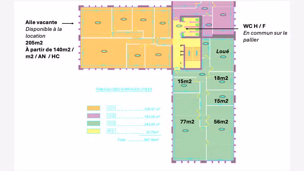 Bureaux de 70m² cloisonnables à Marseille 13009