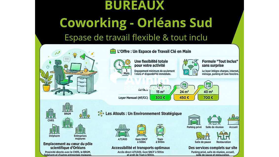 Bureau(x) individuel(s) 15m² à louer à Coworking