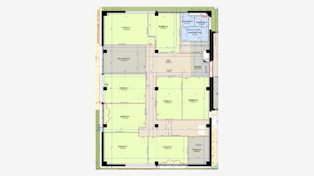 A louer bureaux aménagés 231m² RDC à Pérols