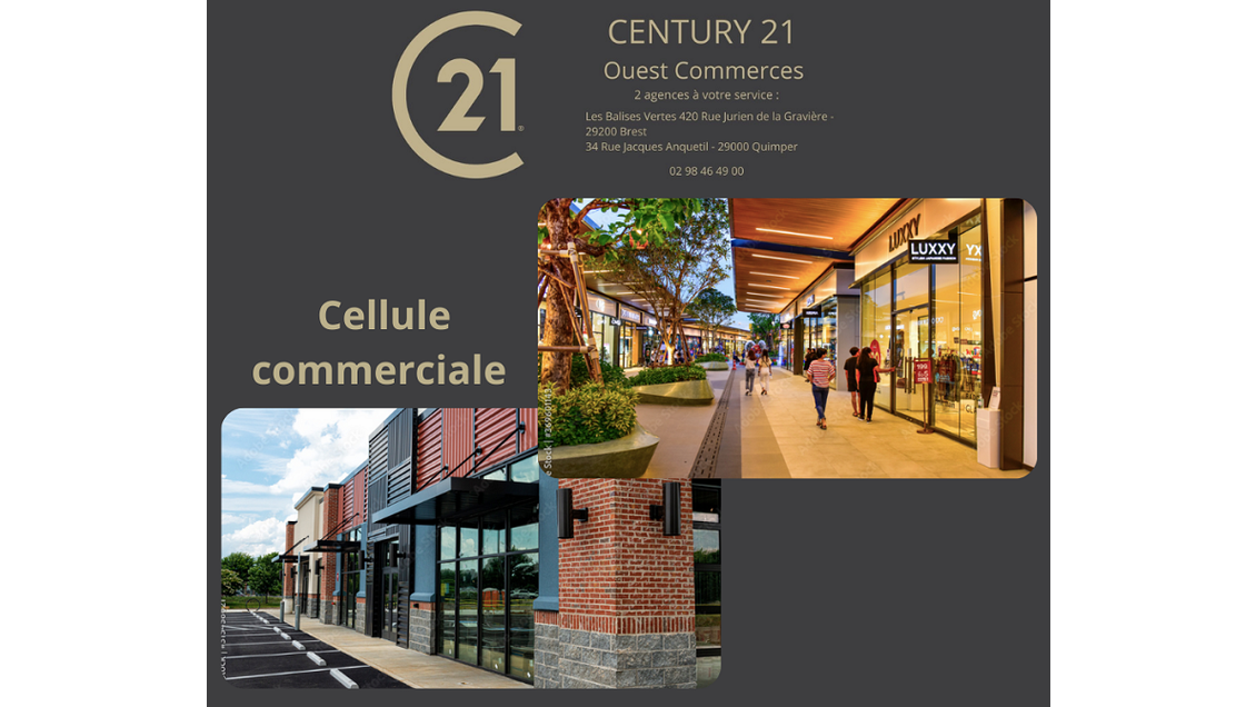 Loue cellule commerciale 120m² Quimper axe passant