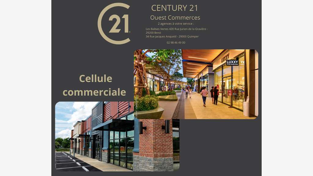 Loue cellule commerciale 120m² Quimper axe passant