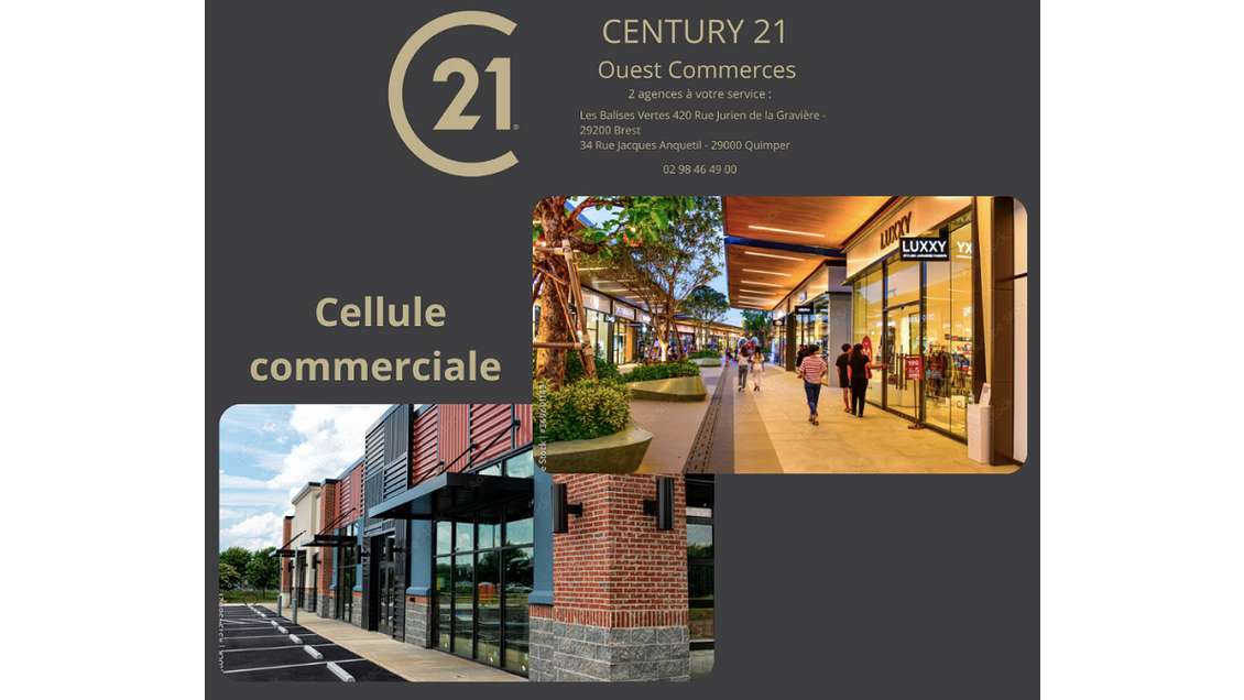 Loue cellule commerciale 120m² Quimper axe passant