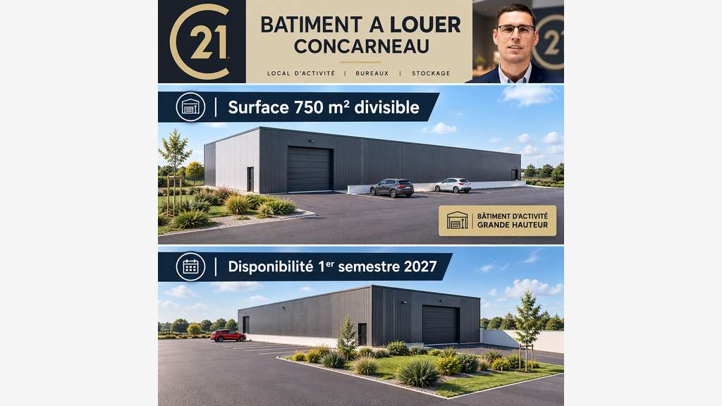 A louer bâtiment d'activité de 750m² à Concarneau