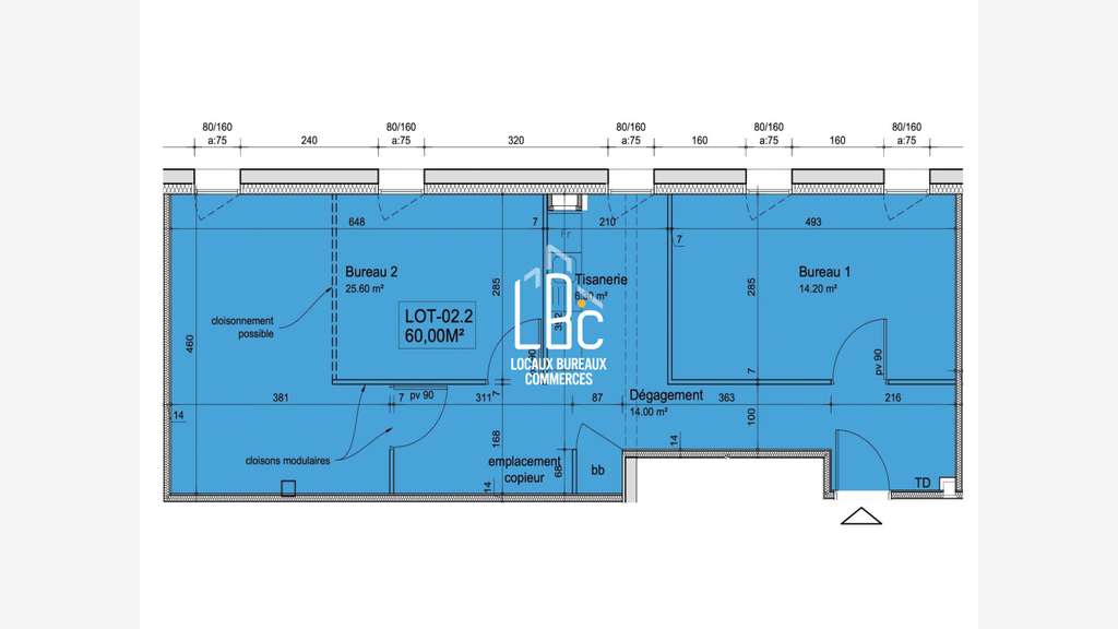 A louer bureaux 69m² Rezé bon accès périphérique