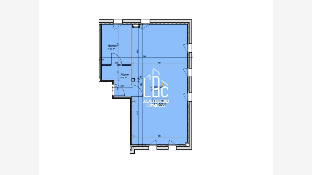 A louer bureau 71m² Rezé accès rapide périphérique