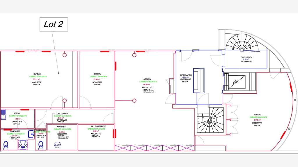 A louer bureaux 152m² centre-ville de Saint-Brieuc
