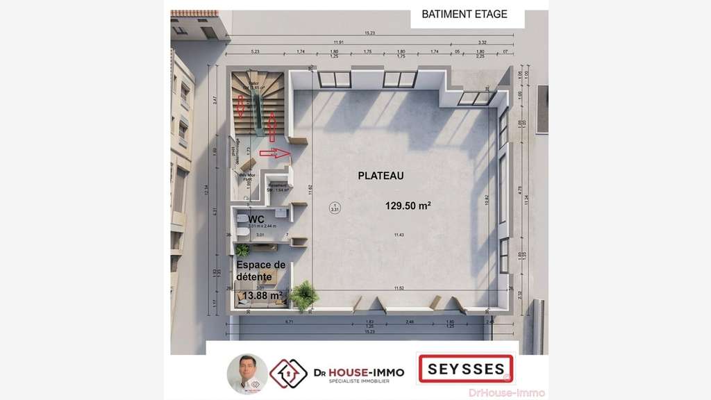Location bureau 150m² R+1 à Seysses 