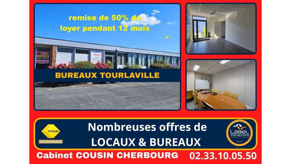 A louer bureaux 433m² empl pratique à Tourlaville