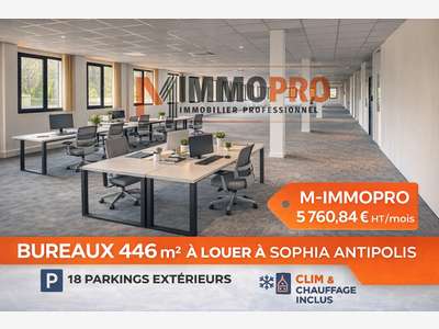 Location bureaux 446m² + parkings Sophia Antipolis