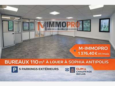 A louer bureaux 110m² + parkings Sophia Antipolis