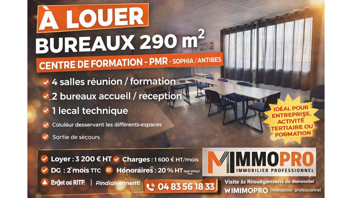 Loue bureaux 340m² centre de formation Villeneuve