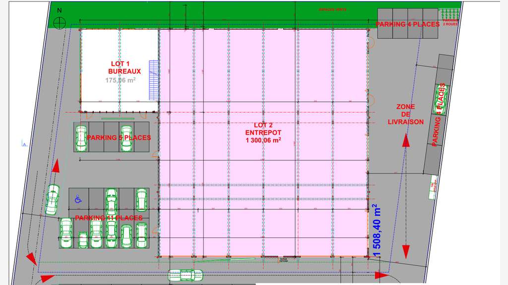 A louer local neuf 400m² à Baie-Mahault