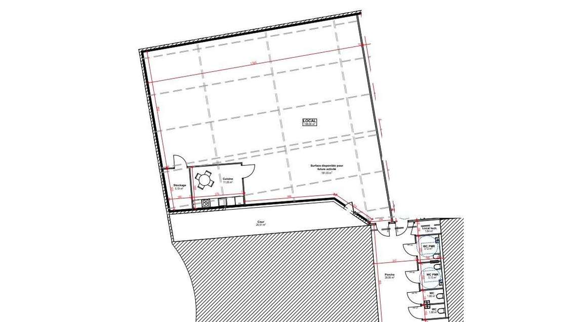 A louer entrepôt rénové 198m² à Tours