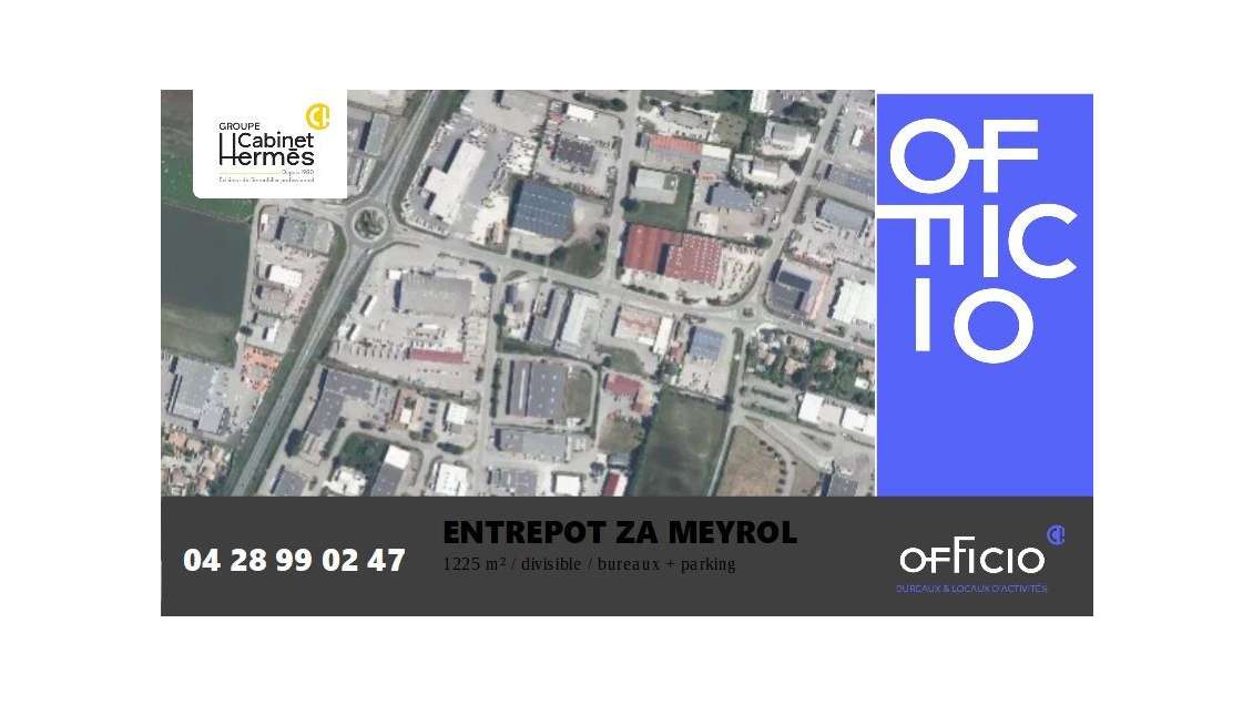 A louer entrepôt 1225m² divisible ZA Meyrol