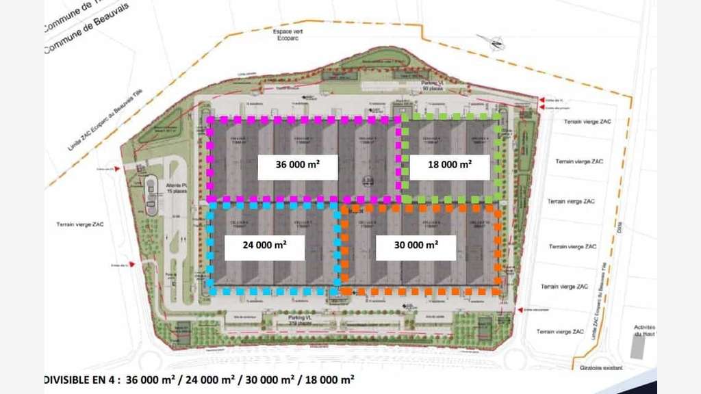Loue entrepôts logistiques de 108 000m² à Beauvais