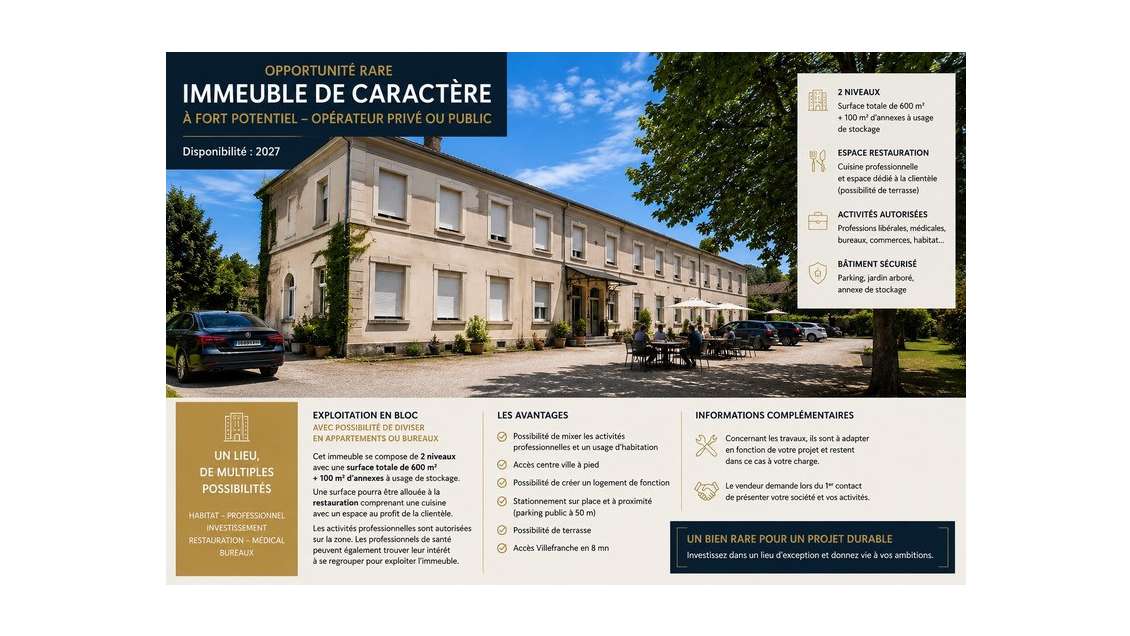 Immeuble à louer proche de Saint Jean d'Ardières