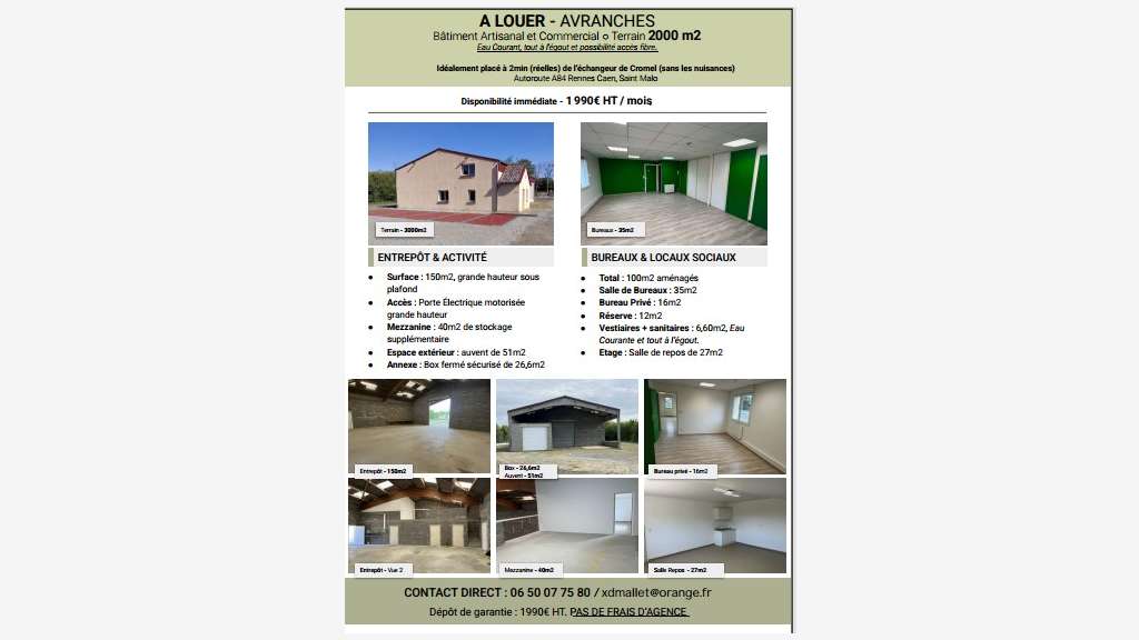 A louer Avranches batiment Artisanal/ commercial