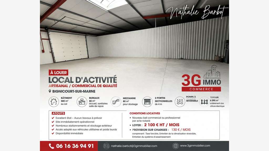 Loue local d'activité 320m² à Bignicourt-sur-Marne