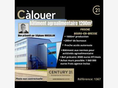 Bâtiment agroalimentaire 1200m² proche Bourg