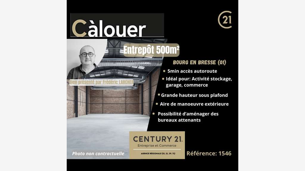 A louer local industriel 500m² à Bourg En Bresse 