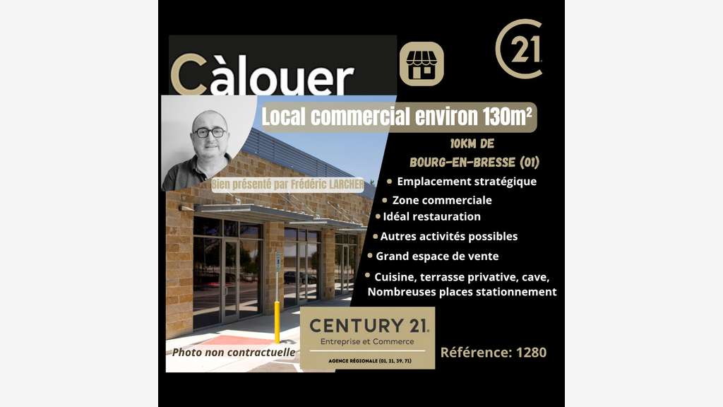 A louer local 130m² avec terrasse à 10km de Bourg 
