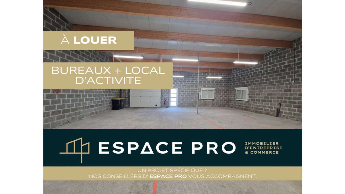 Loue 180m² de dépôt + bureau 80m² au Sud de Caen