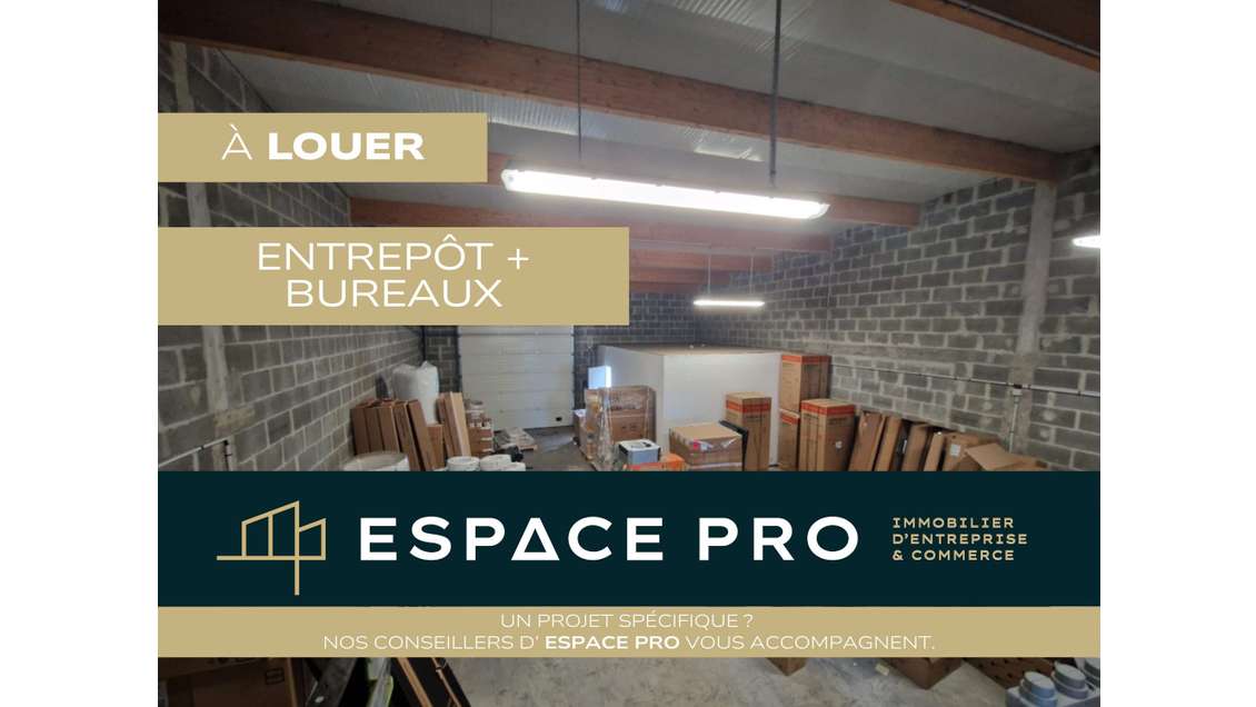 Dépôt avec bureaux 180m² à louer à Caen