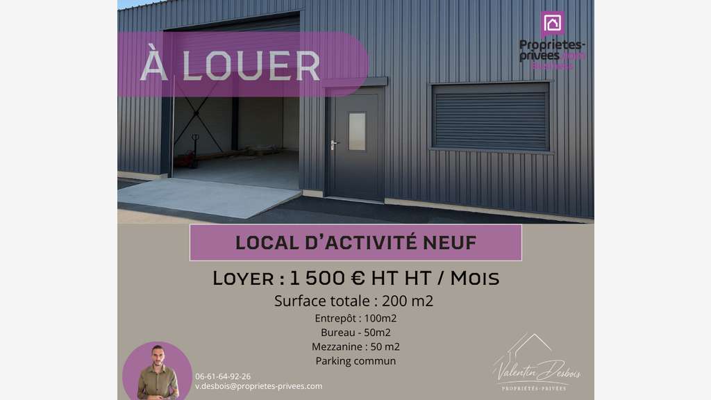 A louer local neuf 150m² secteur Carcassonne Est