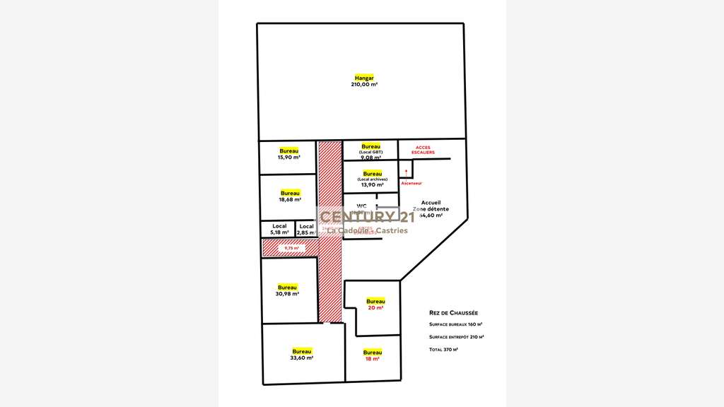 Loue local professionnel entrepôt 210m² à Castries
