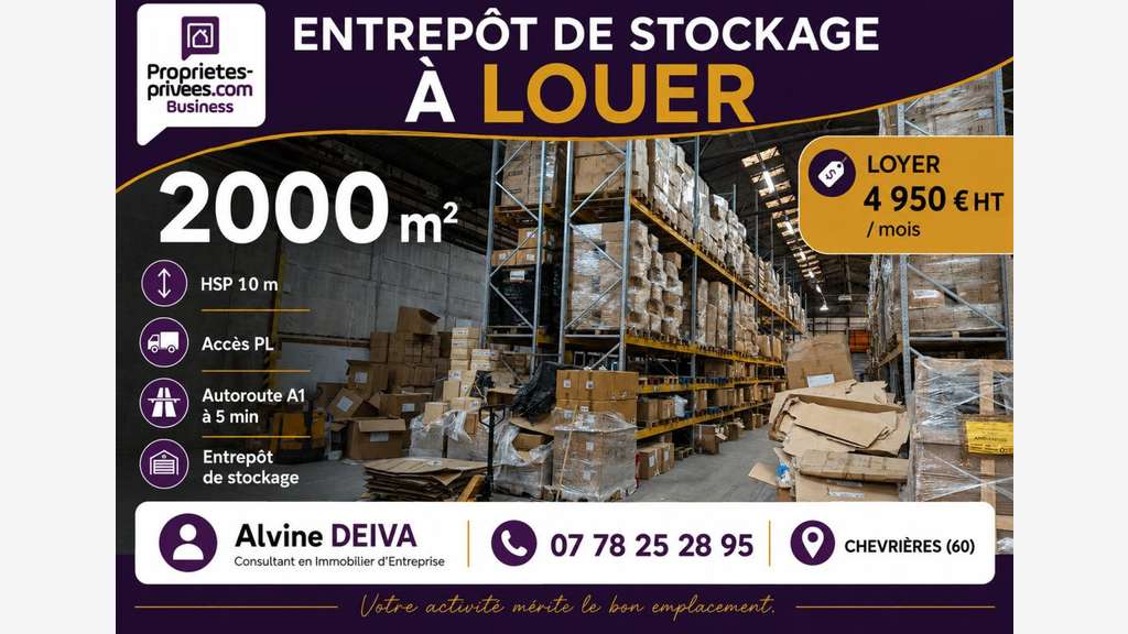 Entrepôt 2000m² à louer à Chevrières à 5min A1