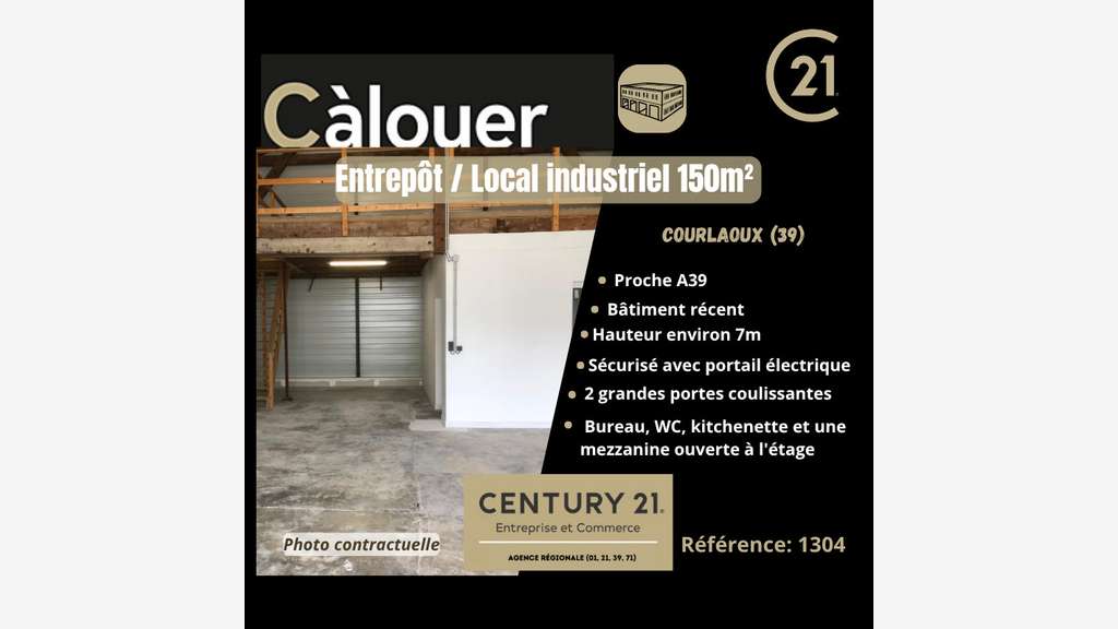 Bâtiment de stockage 150m² à louer à Courlaoux