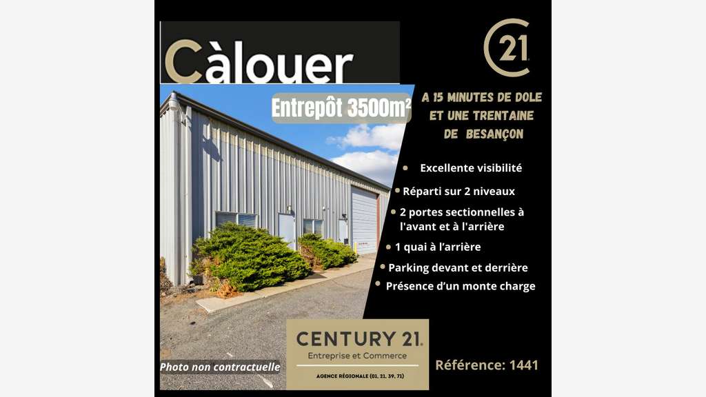 A louer bâtiment de 3500m² bonne visibilité à Dole