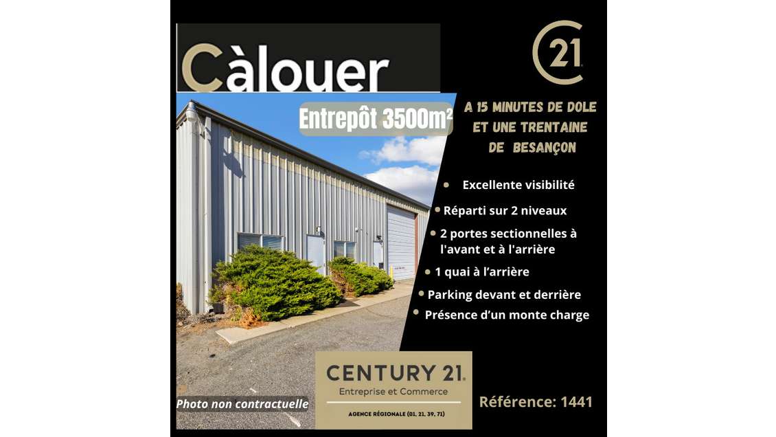 A louer bâtiment de 3500m² bonne visibilité à Dole