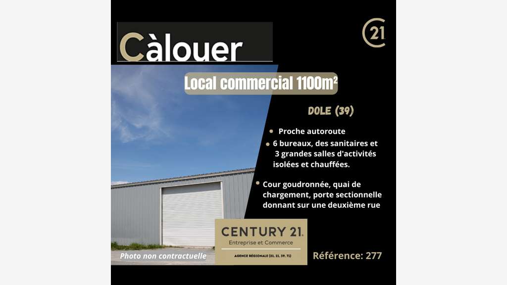 A louer local d'activité bureaux de 1100m² à Dole