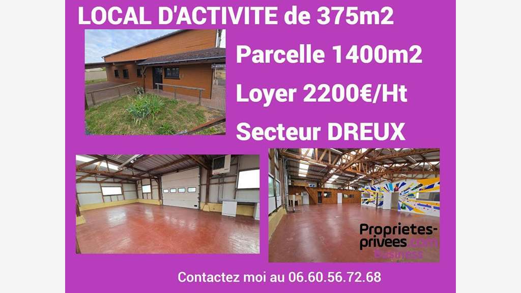 Local activité de 375m² sur 1424m² sur Dreux