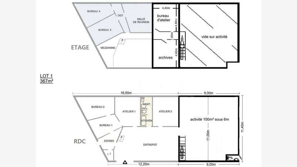 Local d'activité bureaux de 367m² à louer à Feyzin
