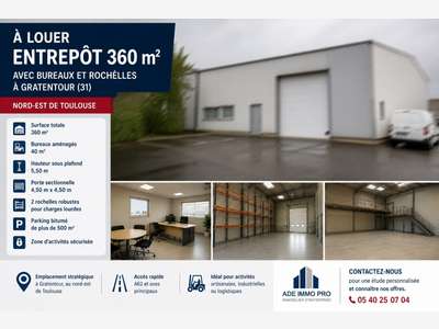 Entrepôt à louer de 360m² en za à Gratentour