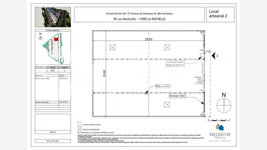 Entrepôt neuf 511m² à louer Pont Île de Ré