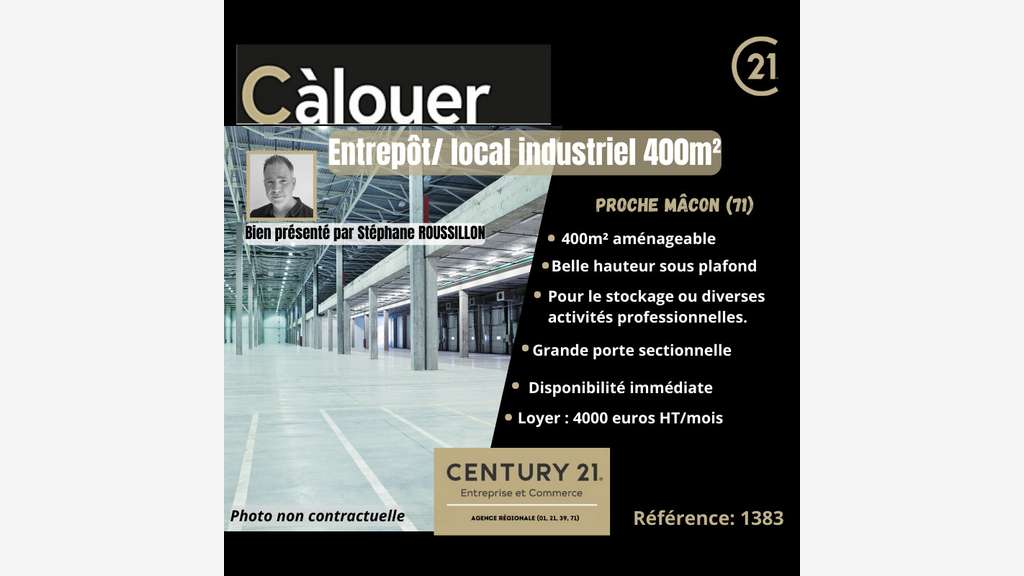 Bâtiment polyvalent 400m² à louer proche Macon